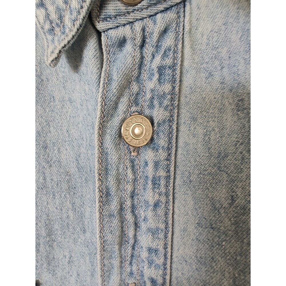 Levi's Men's L Solid Blue Denim Button-Up Shirt Long Sleeve Pockets - Picture 6 of 15